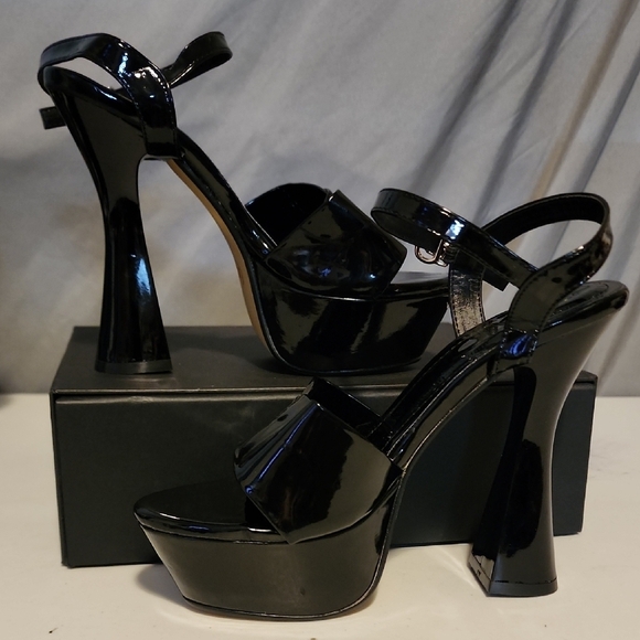 Zara Black Chunky Platform Heels * See Desc. - Picture 1 of 8